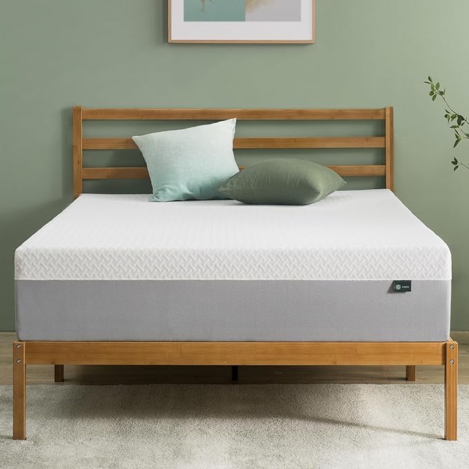 ZINUS 12 Inch Green Tea Essential Memory Foam Mattress [New Version], Queen, Fiberglass Free, Medium Feel, Breathable Airflow Memory Foam, Certified Safe Foams & Fabric, Mattress in A Box - LeafyLoom