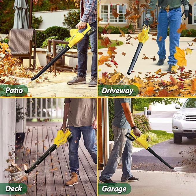 Cordless Leaf Blower Battery Powered: 20V Electric Leaf Blower with Charger and 4.0Ah Battery - Lightweight Small Blower Battery Operated for Driveway | Patio | Garage - LeafyLoom