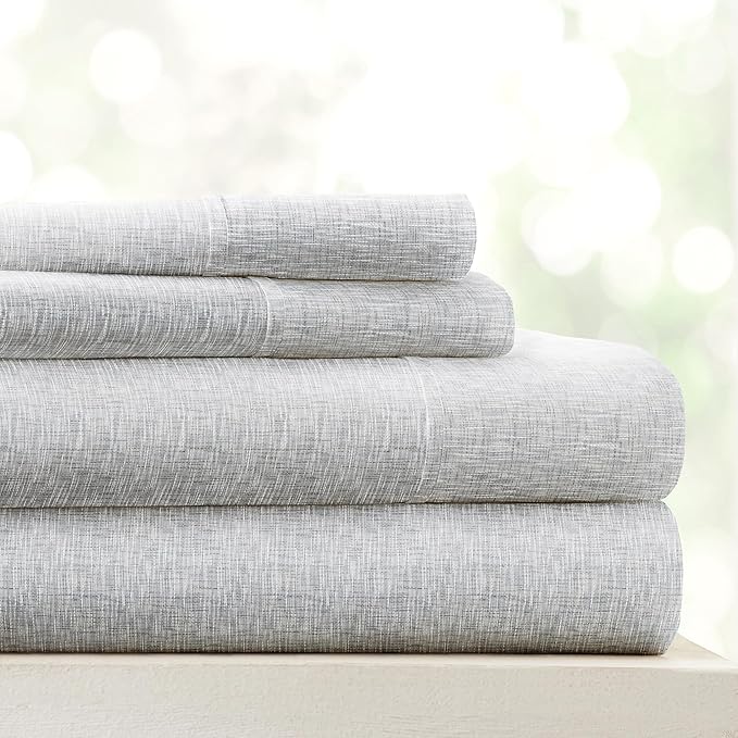 Linen Market 3 Piece Twin Bedding Sheet Set (Light Gray Chambray) - Sleep Better Than Ever with These Ultra-Soft & Cooling Bed Sheets for Your Twin Size Bed - Deep Pocket Fits 16" Mattress - LeafyLoom