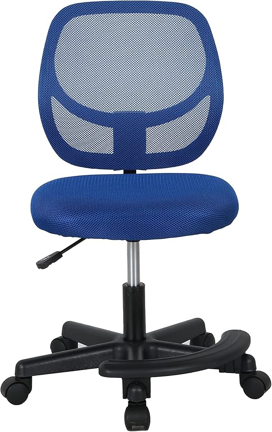 Amazon Basics Kids Adjustable Mesh Low-Back Swivel Study Desk Chair with Footrest, Blue - LeafyLoom