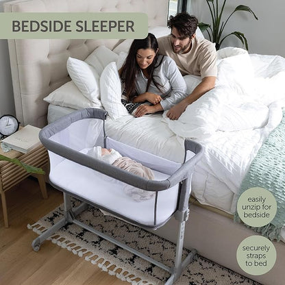 3 in 1 Baby Bassinet, Bedside Sleeper, & Playpen, Easy Folding Portable Crib (Grey)- KoolaBaby (Mesh Bassinet) - LeafyLoom