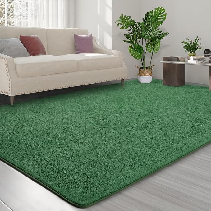 Area Rugs for Bedroom Living Room, 6x9 Green Super Soft Comfy Thickened Memory-Foam Indoor Carpets, Modern Aesthetic Minimalist Carpet for Boys Girls Adults Apartment Nursery Home Décor - LeafyLoom