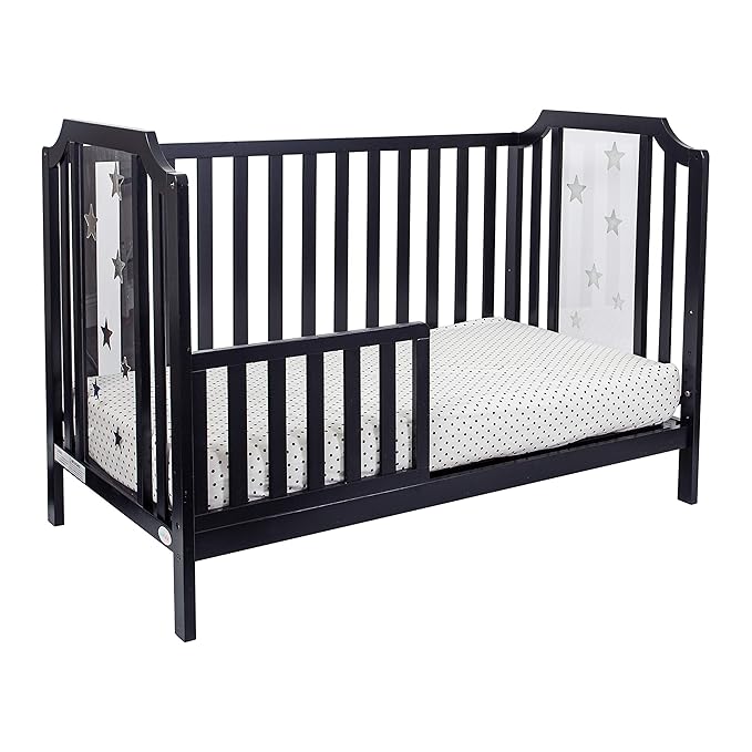 Suite Bebe Celeste 3 in 1 Convertible Island Crib Wood and Acrylic, Black - LeafyLoom