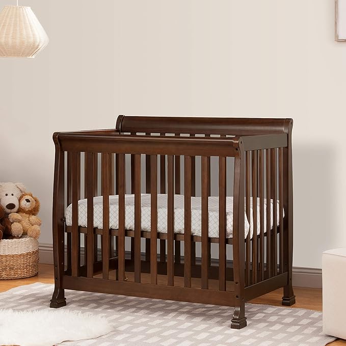 DaVinci Kalani 4-in-1 Convertible Mini Crib in Espresso | Greenguard Gold Certified - LeafyLoom