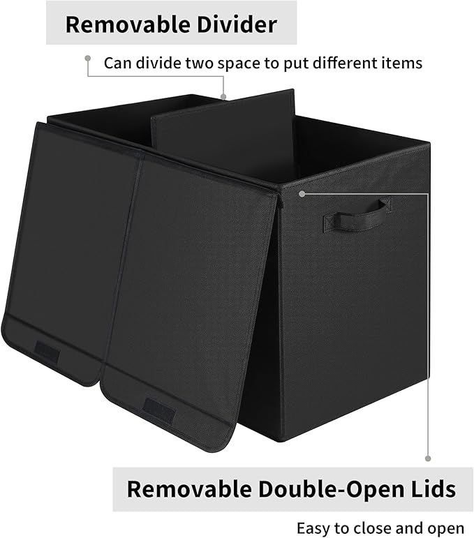 GRANNY SAYS Toy Chest with Lids, Foldable Toy Storage Organizer with Handles, Stuffed Animal Storage for Nursery Room Playroom, Living Room, Large Toy Box for Boys and Girls, Black - LeafyLoom