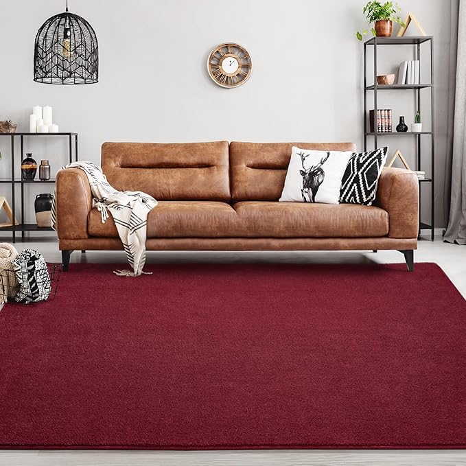 Area Rugs for Bedroom Living Room, 4x6 Rose Red Super Soft Comfy Thickened Memory-Foam Indoor Carpets, Modern Aesthetic Minimalist Carpet for Boys Girls Adults Apartment Nursery Home Décor - LeafyLoom