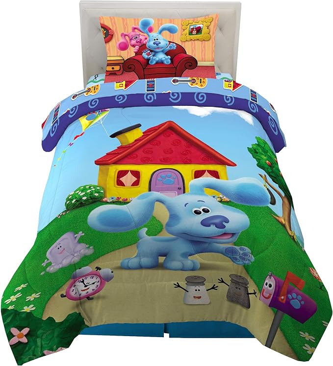 Franco Kids Bedding Super Soft Comforter and Sheet Set, 4 Piece Twin Size, Blues Clues - LeafyLoom