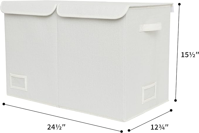 GRANNY SAYS Large Storage Bins with Lids, Foldable Storage Chest with Handles, Stuffed Animal Storage for Playroom, Living Room, Pearl White - LeafyLoom