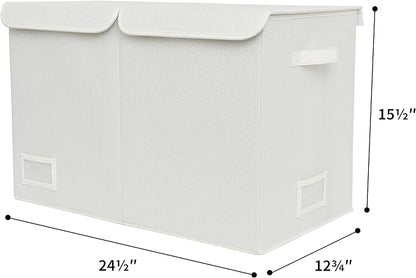 GRANNY SAYS Large Storage Bins with Lids, Foldable Storage Chest with Handles, Stuffed Animal Storage for Playroom, Living Room, Pearl White - LeafyLoom