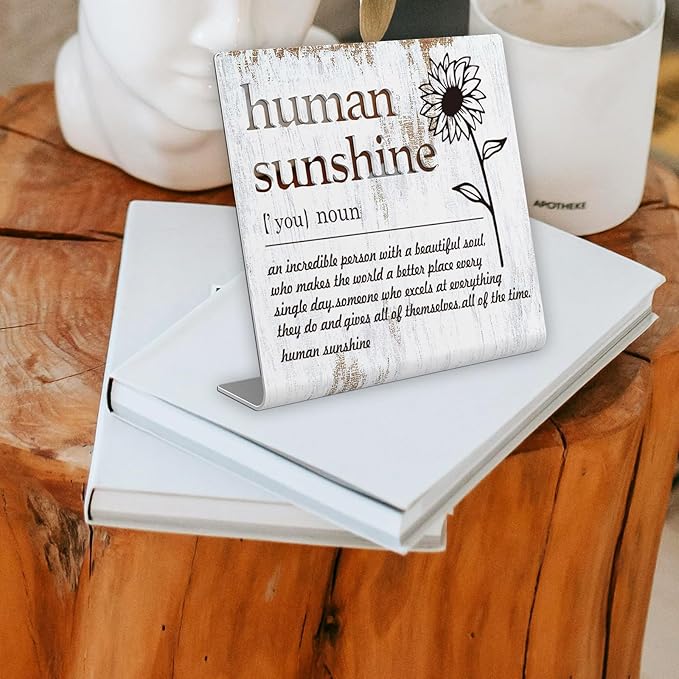 Human Sunshine Definition Desk Signs Funny Appreciation Gifts for Women Thank You Gift for Friends Teacher Coworker Doctor Nurse Gift for Mom Aunt Sister Sunshine Party Decorations XLK11 - LeafyLoom