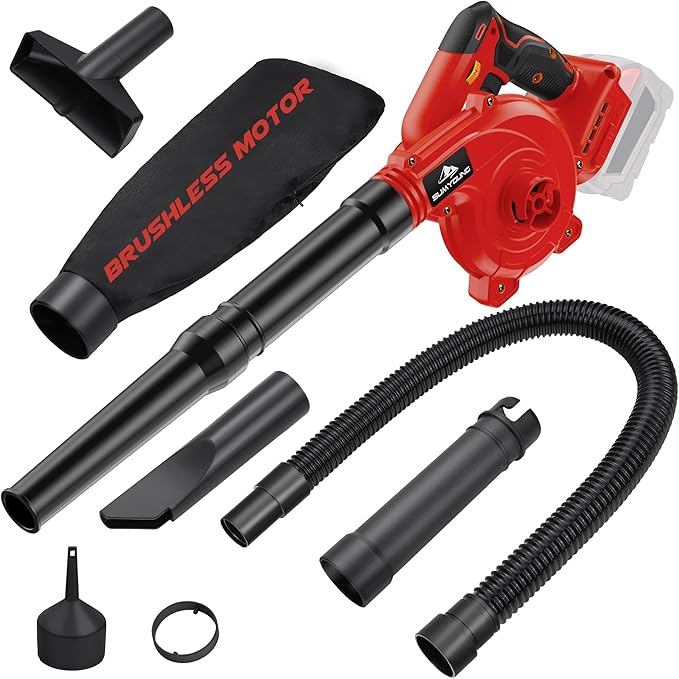 Cordless Leaf Blower for Milwaukee M18 Battery,Electric Jobsite Air Blower with Brushless Motor,6 Variable Speed Up to 180MPH,2-in-1 Handle Electric Blower and Vacuum Cleaner(Battery Not Included) - LeafyLoom