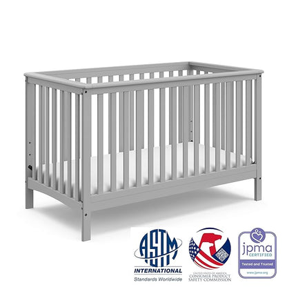 Storkcraft Hillcrest 4-in-1 Convertible Crib (Pebble Gray) - Converts to Daybed, Toddler Bed, and Full-Size Bed, Fits Standard Full-Size Crib Mattress, Adjustable Mattress Support Base - LeafyLoom