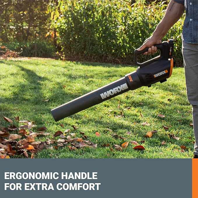 Worx 20V Cordless Leaf Blower WG547, Electric Blower, Powerful Turbine Fan Technology, 2-Speed Control, for One-Hand Operation, PowerShare – 1pc 2.0 Ah Battery and 1pc 0.4 A Charger Included - LeafyLoom