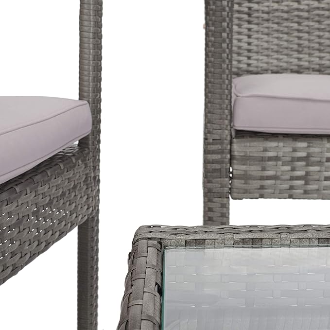 Safavieh PAT7507B Collection Bassey Grey 4-Piece Outdoor Living Patio Set - LeafyLoom