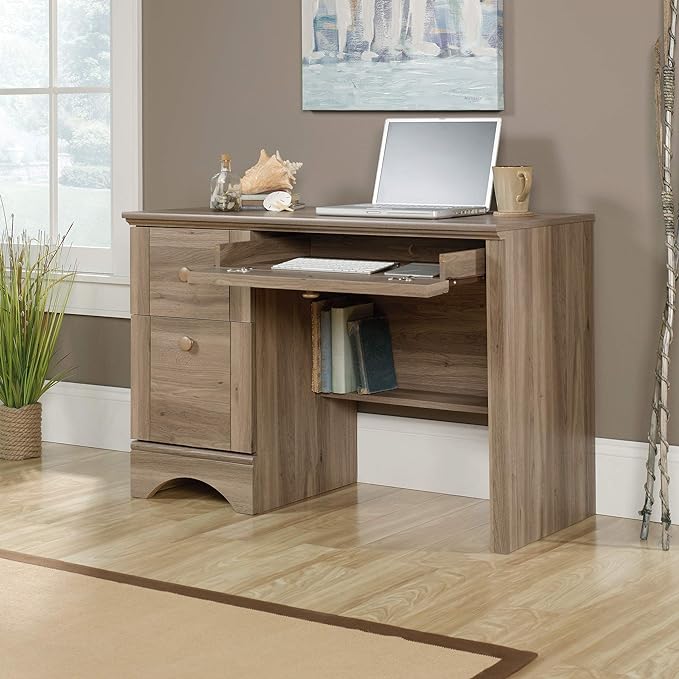 Sauder Harbor View Computer Desk, Salt Oak finish - LeafyLoom