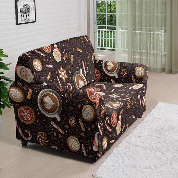 FKELYI Christmas Sofa Slipcover Washable Sofa Couch Cover Comfortable Furniture Protector with Elastic Bottom Stretch Sofa Slipcovers M FKELYI