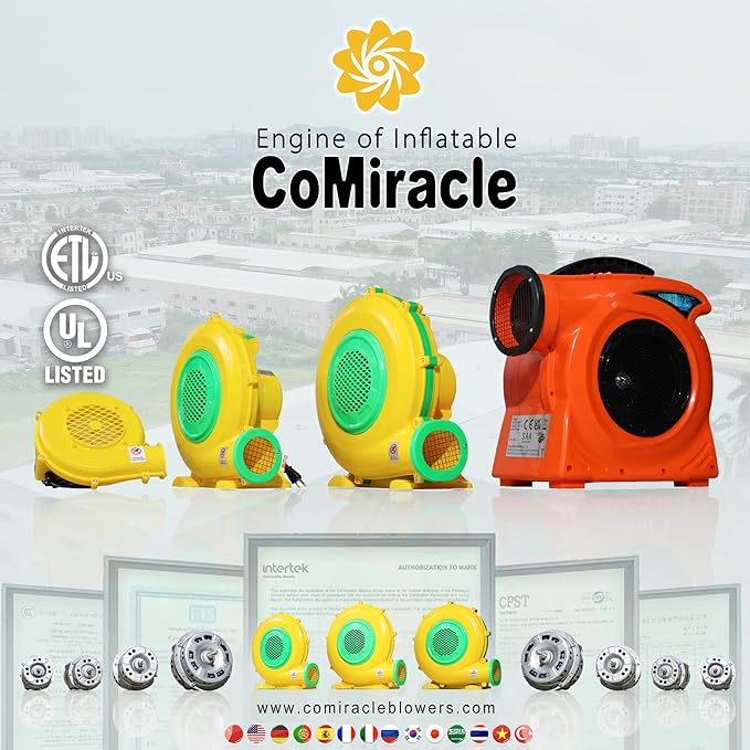 CoMiracle Air Blowers, 750 Watt 1.0 HP Inflatable Bounce House Air Blower, Outdoor Inflatable Castle and Jump Slides Blower - LeafyLoom