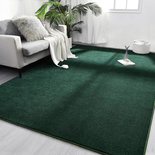 Area Rugs for Bedroom Living Room, 5x8 Dark Green Super Soft Comfy Thickened Memory-Foam Indoor Carpets, Modern Aesthetic Minimalist Carpet for Boys Girls Adults Apartment Nursery Home Décor - LeafyLoom