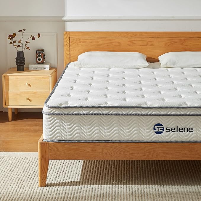 King Size Mattress, 10 Inch King Mattress with Pocket Spring and Memory Foam for Pressure Relief, Motion Isolation, Edge Support, Medium Firm Mattress in a Box, CertiPUR-US, White - LeafyLoom