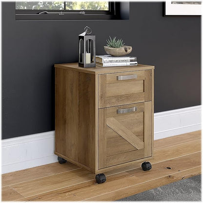 Bush Furniture Knoxville 2 Drawer Mobile File Cabinet, Rolling Document Storage for Home Office, Reclaimed Pine - LeafyLoom