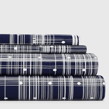 Linen Market 4 Piece Full Bedding Sheet Set (Navy Polka) - Sleep Better Than Ever with These Ultra-Soft & Cooling Bed Sheets for Your Full Size Bed - Deep Pocket Fits 16" Mattress - LeafyLoom