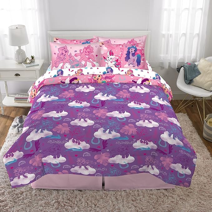 Franco Kids Bedding Super Soft Comforter and Sheet Set with Sham, 7 Piece Full Size, My Little Pony - LeafyLoom