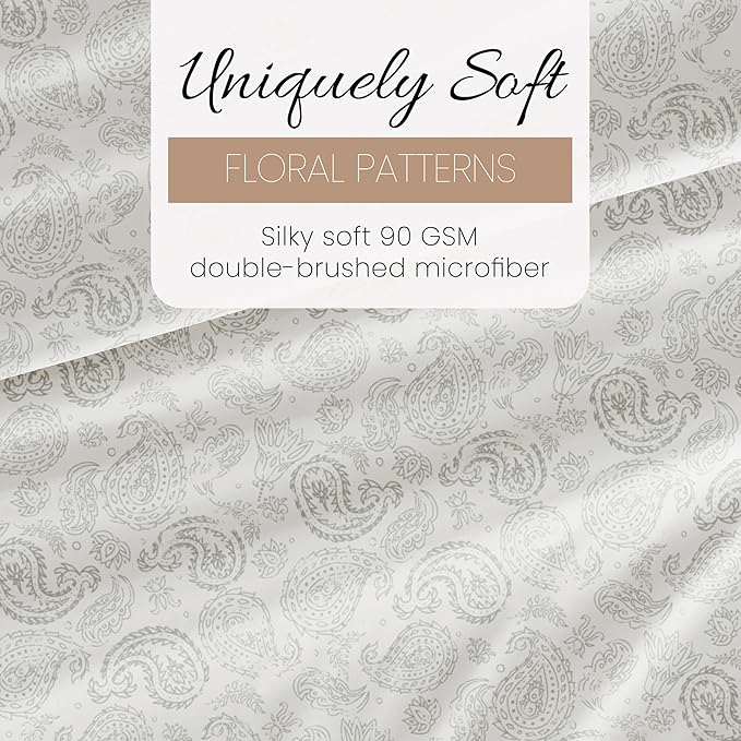 Linen Market 4 Piece Full Bedding Sheet Set (Gray Floral) - Sleep Better Than Ever with These Ultra-Soft & Cooling Bed Sheets for Your Full Size Bed - Deep Pocket Fits 16" Mattress - LeafyLoom