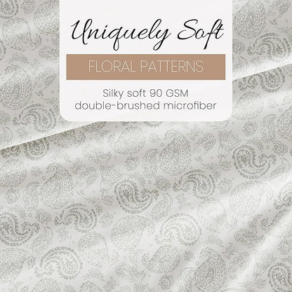 Linen Market 4 Piece Full Bedding Sheet Set (Gray Floral) - Sleep Better Than Ever with These Ultra-Soft & Cooling Bed Sheets for Your Full Size Bed - Deep Pocket Fits 16" Mattress - LeafyLoom