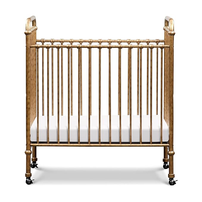 NAMESAKE Abigail 3-in-1 Convertible Mini Metal Crib in Vintage Gold, Greenguard Gold Certified - LeafyLoom