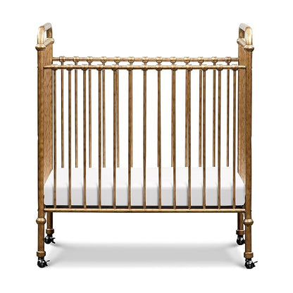 NAMESAKE Abigail 3-in-1 Convertible Mini Metal Crib in Vintage Gold, Greenguard Gold Certified - LeafyLoom