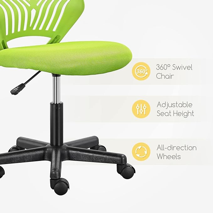 Yaheetech Kids Cute Desk Chair Small Computer Desk Chair for Teens Low-Back Armless Study Chair Swivel Task Chair Bedroom School Chair with Lumbar Support, Green - LeafyLoom