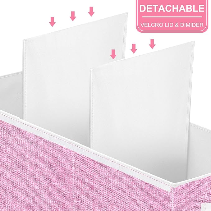 Extra Large Toy Box for Kids,Collapsible Toys Storage Chest Boxes Organizers with Dividers for Boys,Girls,Closet,Nursery,Playroom 35.8"x12.6"x16"(Dark Pink) - LeafyLoom