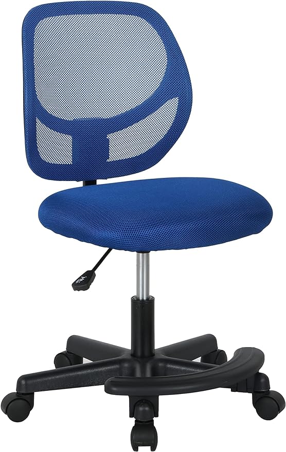 Amazon Basics Kids Adjustable Mesh Low-Back Swivel Study Desk Chair with Footrest, Blue - LeafyLoom