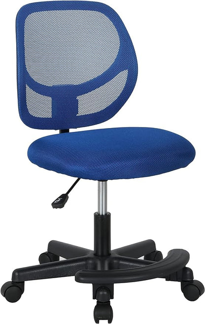 Amazon Basics Kids Adjustable Mesh Low-Back Swivel Study Desk Chair with Footrest, Blue - LeafyLoom