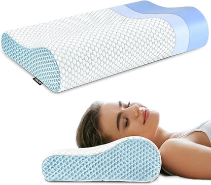 Neck Pillow Contour Memory Foam Pillows for Pain Relief Bed Pillow for Sleeping, Ergonomic Pillow for Neck and Shoulder Pain, Orthopedic Cervical Pillow for Side Back Stomach Sleeper - LeafyLoom