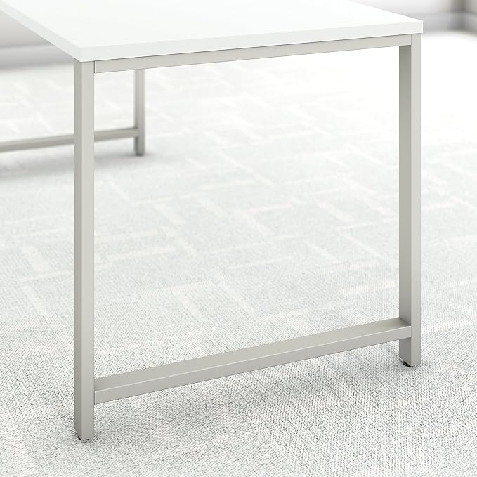 Bush Business Furniture 400 Series Table Desk with Metal Legs, 60W x 30D, White - LeafyLoom