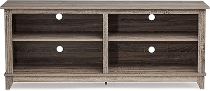 ROCKPOINT 58inch TV Stand Media Console for TV’s up to 65 Inches, Home Living Room Storage Console, Entertainment Center with 4 Open Storage Shelves, Modern TV Console Table (Brown) - LeafyLoom