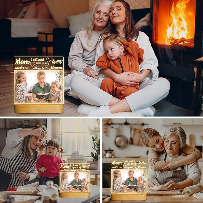 Attivolife Gift for Mother - Acrylic Photo Frame with Warm Color LED Light, Desk Display 4x6 Picture, Best Present for Mom Birthday Mother's Day Valentine Day - LeafyLoom