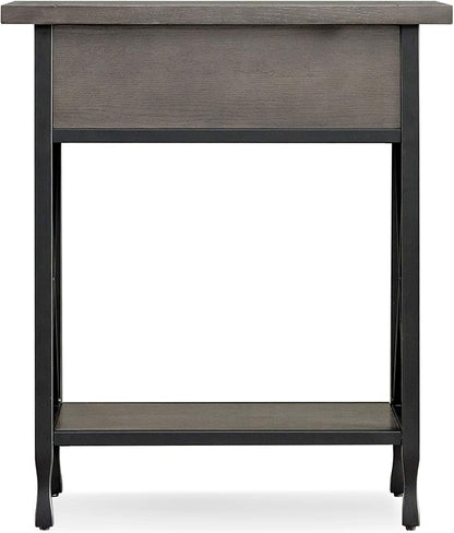 Leick Home 23022 Chisel & Forge One Drawer Nightstand with Shelf, Gray/Matte Black - LeafyLoom