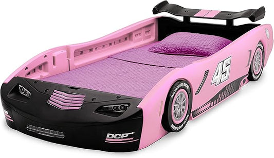 Delta Children Sport Race Car Twin Bed, Pink - LeafyLoom