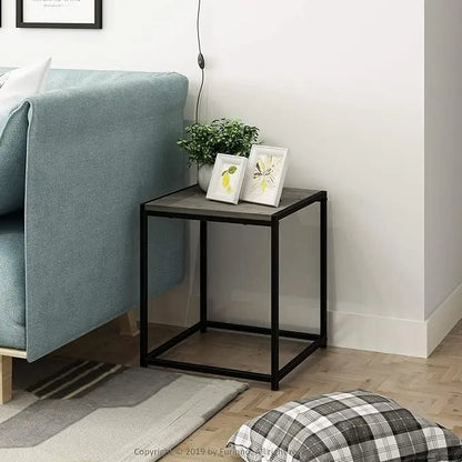 FURINNO Camnus Modern Living End Table, French Oak Grey, 15.75 in x 15.75 in x 17.83 in - LeafyLoom