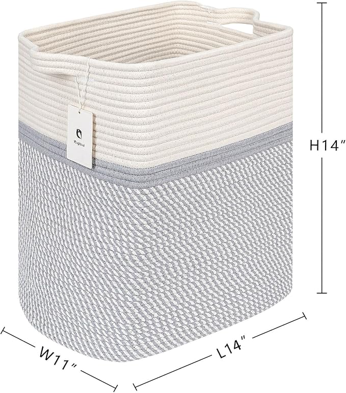 Square laundry basket Clothes Hampers for Laundry Kids Woven BasketsStorage Blanket Large Dog Toy Baskets for Organizing Slim Rectangular with Shoe Handles For Rectangle Baske Nursery - LeafyLoom