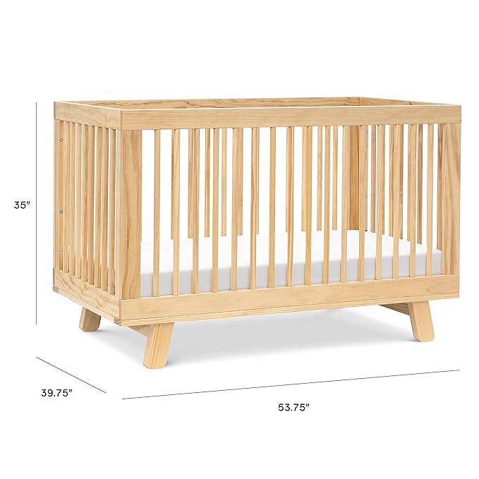 babyletto Hudson 3-in-1 Convertible Crib with Toddler Bed Conversion Kit in Natural, Greenguard Gold Certified - LeafyLoom