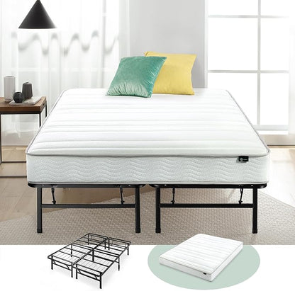 ZINUS 8 Inch Foam and Spring Mattress and SmartBase Metal Mattress Foundation Set / Bed and Mattress Set / No Box Spring Needed / Mattress in a Box, Full - LeafyLoom