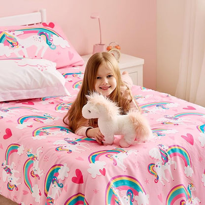 Joiedomi Kid Twin Comforter Set - 5 Piece Unicorn Rainbow Bedding Set for Boys/Girls - Super Soft Microfiber Bed in a Bag with Comforter, Sheets, Pillowcase & Sham - LeafyLoom