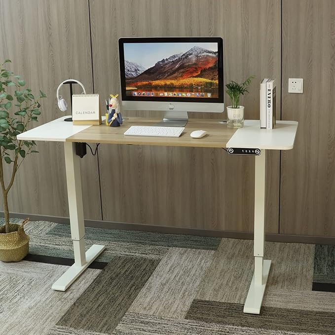 Standing Desk Adjustable Height Desk,63x30Inches, Stand Up Desk Table for Home Office, Home Office Computer Desk,Memory Preset,Height adjustments from 28" to 46" White&Oak - LeafyLoom