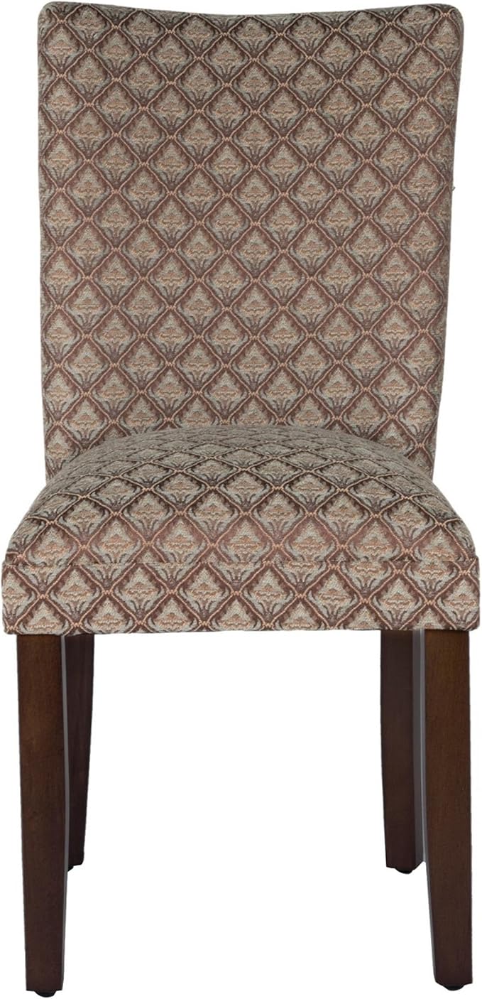 Homepop Home Decor |K1136-F662 | Classic Upholstered Parsons Dining Chair | Single Accent Dining Chair, Blue & Brown Damask - LeafyLoom