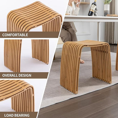 Bamboo Dining Stool Dining Chair Dressing Stool Shoe Stool Bathroom Stool Dining Room Bathroom Living Room Study Bedroom Durable and Beautifully Designed - LeafyLoom