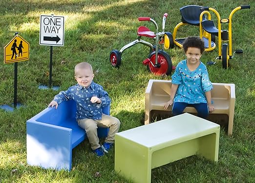 Children's Factory Adapta-Bench, CF910-055, Sky, Kids Flexible Seating, Classroom, Preschool and Daycare Furniture, Indoor or Outdoor Toddler Chairs - LeafyLoom