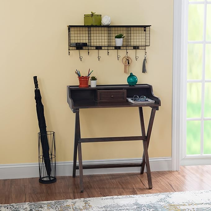 Linon Mable Folding Desk, Walnut - LeafyLoom